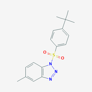 molecular formula C17H19N3O2S B279037 1-[(4-tert-butylphenyl)sulfonyl]-5-methyl-1H-1,2,3-benzotriazole 