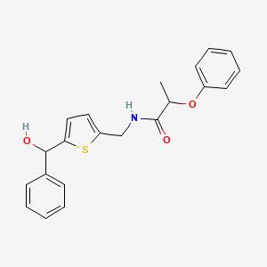 molecular formula C21H21NO3S B2790374 N-((5-(hydroxy(phenyl)methyl)thiophen-2-yl)methyl)-2-phenoxypropanamide CAS No. 1796970-92-7