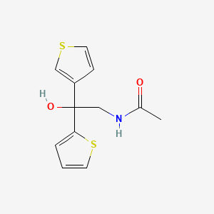 molecular formula C12H13NO2S2 B2790376 N-(2-hydroxy-2-(thiophen-2-yl)-2-(thiophen-3-yl)ethyl)acetamide CAS No. 2034240-73-6