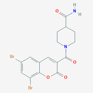 molecular formula C16H14Br2N2O4 B279038 1-[(6,8-dibromo-2-oxo-2H-chromen-3-yl)carbonyl]-4-piperidinecarboxamide 