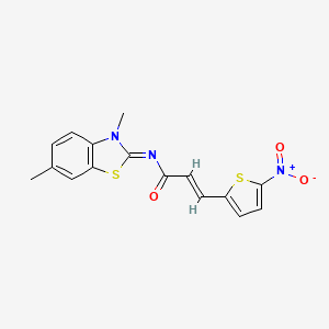 molecular formula C16H13N3O3S2 B2790383 (2E,NZ)-N-(3,6-dimethylbenzo[d]thiazol-2(3H)-ylidene)-3-(5-nitrothiophen-2-yl)acrylamide CAS No. 477547-73-2