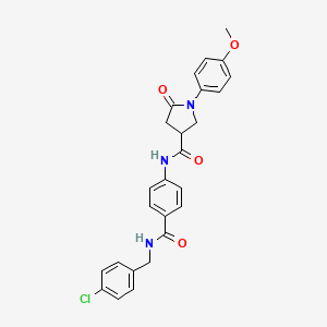 molecular formula C26H24ClN3O4 B2790384 N-(4-{[(4-chlorophenyl)methyl]carbamoyl}phenyl)-1-(4-methoxyphenyl)-5-oxopyrrolidine-3-carboxamide CAS No. 2380187-75-5