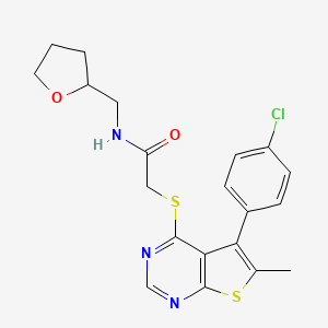 2-[5-(4-chlorophenyl)-6-methylthieno[2,3-d]pyrimidin-4-yl]sulfanyl-N-(oxolan-2-ylmethyl)acetamide