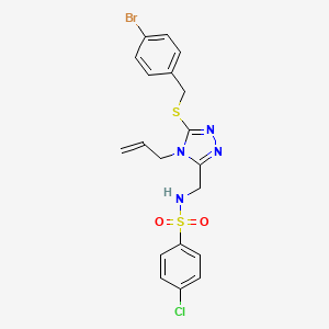 molecular formula C19H18BrClN4O2S2 B2790400 N-({4-allyl-5-[(4-bromobenzyl)sulfanyl]-4H-1,2,4-triazol-3-yl}methyl)-4-chlorobenzenesulfonamide CAS No. 338422-30-3