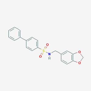 molecular formula C20H17NO4S B279042 N-(1,3-benzodioxol-5-ylmethyl)[1,1'-biphenyl]-4-sulfonamide 