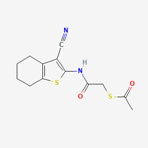 molecular formula C13H14N2O2S2 B2790425 S-(2-((3-cyano-4,5,6,7-tetrahydrobenzo[b]thiophen-2-yl)amino)-2-oxoethyl) ethanethioate CAS No. 884818-13-7