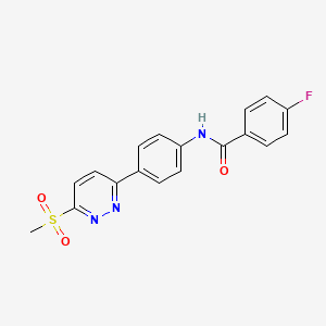 molecular formula C18H14FN3O3S B2790426 4-fluoro-N-(4-(6-(methylsulfonyl)pyridazin-3-yl)phenyl)benzamide CAS No. 921795-77-9