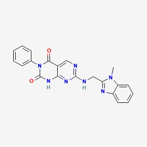 molecular formula C21H17N7O2 B2790437 7-{[(1-methyl-1H-benzimidazol-2-yl)methyl]amino}-3-phenylpyrimido[4,5-d]pyrimidine-2,4(1H,3H)-dione CAS No. 1396857-65-0