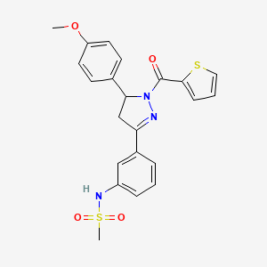 molecular formula C22H21N3O4S2 B2790468 N-(3-(5-(4-methoxyphenyl)-1-(thiophene-2-carbonyl)-4,5-dihydro-1H-pyrazol-3-yl)phenyl)methanesulfonamide CAS No. 851718-70-2