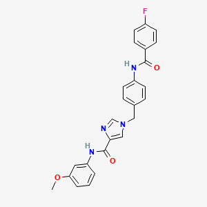molecular formula C25H21FN4O3 B2790469 1-(4-(4-fluorobenzamido)benzyl)-N-(3-methoxyphenyl)-1H-imidazole-4-carboxamide CAS No. 1251689-03-8