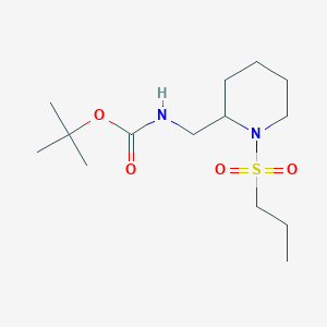 molecular formula C14H28N2O4S B2790475 tert-butyl N-{[1-(propane-1-sulfonyl)piperidin-2-yl]methyl}carbamate CAS No. 1387543-42-1