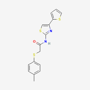 molecular formula C16H14N2OS3 B2790481 N-(4-(thiophen-2-yl)thiazol-2-yl)-2-(p-tolylthio)acetamide CAS No. 851788-36-8