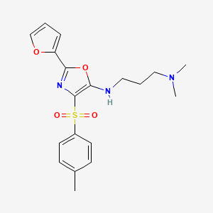 molecular formula C19H23N3O4S B2790484 N1-(2-(furan-2-yl)-4-tosyloxazol-5-yl)-N3,N3-dimethylpropane-1,3-diamine CAS No. 862793-45-1