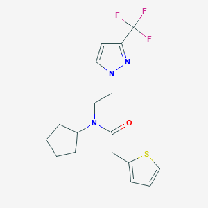 molecular formula C17H20F3N3OS B2790488 N-cyclopentyl-2-(thiophen-2-yl)-N-(2-(3-(trifluoromethyl)-1H-pyrazol-1-yl)ethyl)acetamide CAS No. 2034555-10-5