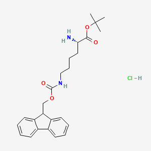 molecular formula C25H33ClN2O4 B2790504 (S)-tert-Butyl 6-((((9H-fluoren-9-yl)methoxy)carbonyl)amino)-2-aminohexanoate hydrochloride CAS No. 330795-57-8