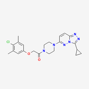 molecular formula C22H25ClN6O2 B2790519 2-(4-Chloro-3,5-dimethylphenoxy)-1-(4-(3-cyclopropyl-[1,2,4]triazolo[4,3-b]pyridazin-6-yl)piperazin-1-yl)ethanone CAS No. 1058234-85-7