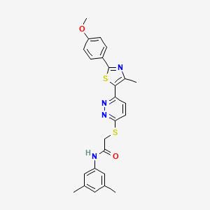 molecular formula C25H24N4O2S2 B2790530 N-(3,5-dimethylphenyl)-2-((6-(2-(4-methoxyphenyl)-4-methylthiazol-5-yl)pyridazin-3-yl)thio)acetamide CAS No. 954611-95-1