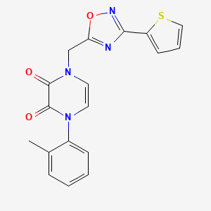 molecular formula C18H14N4O3S B2790533 1-((3-(thiophen-2-yl)-1,2,4-oxadiazol-5-yl)methyl)-4-(o-tolyl)pyrazine-2,3(1H,4H)-dione CAS No. 1251635-54-7