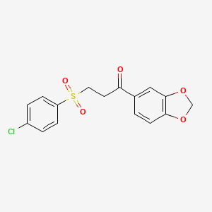 molecular formula C16H13ClO5S B2790541 1-(1,3-Benzodioxol-5-yl)-3-[(4-chlorophenyl)sulfonyl]-1-propanone CAS No. 868256-03-5