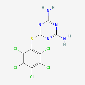 molecular formula C9H4Cl5N5S B2790545 6-[(Pentachlorophenyl)sulfanyl]-1,3,5-triazine-2,4-diamine CAS No. 380474-17-9