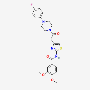molecular formula C24H25FN4O4S B2790550 N-(4-{2-[4-(4-fluorophenyl)piperazin-1-yl]-2-oxoethyl}-1,3-thiazol-2-yl)-3,4-dimethoxybenzamide CAS No. 1005308-13-3