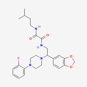 molecular formula C26H33FN4O4 B2790552 N1-(2-(benzo[d][1,3]dioxol-5-yl)-2-(4-(2-fluorophenyl)piperazin-1-yl)ethyl)-N2-isopentyloxalamide CAS No. 896363-39-6