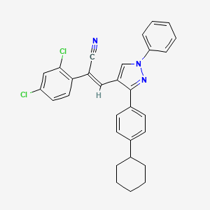 (Z)-3-[3-(4-cyclohexylphenyl)-1-phenylpyrazol-4-yl]-2-(2,4-dichlorophenyl)prop-2-enenitrile