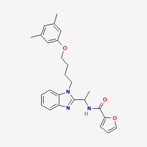 molecular formula C26H29N3O3 B2790569 N-({1-[4-(3,5-dimethylphenoxy)butyl]benzimidazol-2-yl}ethyl)-2-furylcarboxamid e CAS No. 919972-68-2
