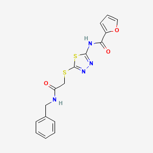 molecular formula C16H14N4O3S2 B2790598 N-[5-[2-(benzylamino)-2-oxoethyl]sulfanyl-1,3,4-thiadiazol-2-yl]furan-2-carboxamide CAS No. 868976-75-4
