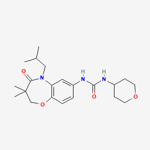 molecular formula C21H31N3O4 B2790601 1-(5-isobutyl-3,3-dimethyl-4-oxo-2,3,4,5-tetrahydrobenzo[b][1,4]oxazepin-7-yl)-3-(tetrahydro-2H-pyran-4-yl)urea CAS No. 2034571-80-5