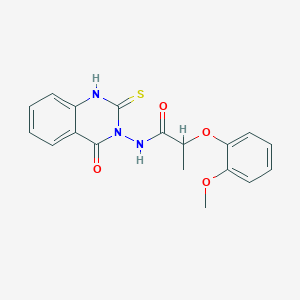 2-(2-methoxyphenoxy)-N-(4-oxo-2-sulfanylidene-1H-quinazolin-3-yl)propanamide