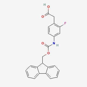 molecular formula C23H18FNO4 B2790617 2-[4-(9H-Fluoren-9-ylmethoxycarbonylamino)-2-fluorophenyl]acetic acid CAS No. 2354749-56-5