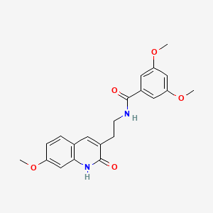 molecular formula C21H22N2O5 B2790653 3,5-dimethoxy-N-(2-(7-methoxy-2-oxo-1,2-dihydroquinolin-3-yl)ethyl)benzamide CAS No. 851405-45-3