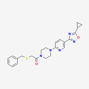 2-(Benzylthio)-1-(4-(5-(5-cyclopropyl-1,2,4-oxadiazol-3-yl)pyridin-2-yl)piperazin-1-yl)ethanone