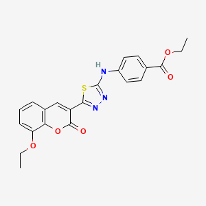 molecular formula C22H19N3O5S B2790660 Ethyl 4-[[5-(8-ethoxy-2-oxochromen-3-yl)-1,3,4-thiadiazol-2-yl]amino]benzoate CAS No. 328555-53-9