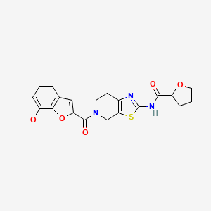 molecular formula C21H21N3O5S B2790667 N-(5-(7-methoxybenzofuran-2-carbonyl)-4,5,6,7-tetrahydrothiazolo[5,4-c]pyridin-2-yl)tetrahydrofuran-2-carboxamide CAS No. 1396886-55-7