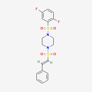 molecular formula C18H18F2N2O4S2 B2790671 1-(2,5-difluorophenyl)sulfonyl-4-[(E)-2-phenylethenyl]sulfonylpiperazine CAS No. 1089626-33-4