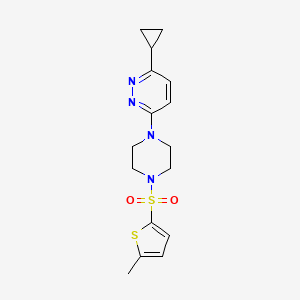 molecular formula C16H20N4O2S2 B2790685 3-Cyclopropyl-6-(4-((5-methylthiophen-2-yl)sulfonyl)piperazin-1-yl)pyridazine CAS No. 2034388-69-5