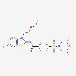 molecular formula C24H28FN3O5S2 B2790692 (Z)-4-((2,6-dimethylmorpholino)sulfonyl)-N-(3-(2-ethoxyethyl)-6-fluorobenzo[d]thiazol-2(3H)-ylidene)benzamide CAS No. 865163-01-5
