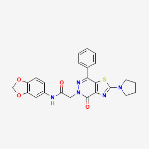 N-(2H-1,3-benzodioxol-5-yl)-2-[4-oxo-7-phenyl-2-(pyrrolidin-1-yl)-4H,5H-[1,3]thiazolo[4,5-d]pyridazin-5-yl]acetamide