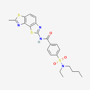 molecular formula C22H24N4O3S3 B2790700 4-[butyl(ethyl)sulfamoyl]-N-(7-methyl-[1,3]thiazolo[5,4-e][1,3]benzothiazol-2-yl)benzamide CAS No. 500149-68-8