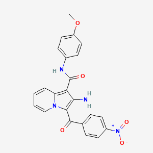 molecular formula C23H18N4O5 B2790705 2-amino-N-(4-methoxyphenyl)-3-(4-nitrobenzoyl)indolizine-1-carboxamide CAS No. 898619-77-7