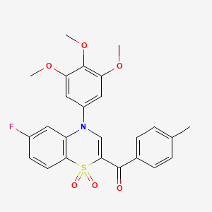molecular formula C25H22FNO6S B2790707 [6-fluoro-1,1-dioxido-4-(3,4,5-trimethoxyphenyl)-4H-1,4-benzothiazin-2-yl](4-methylphenyl)methanone CAS No. 1114872-22-8