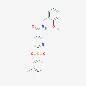 molecular formula C22H22N2O4S B2790718 6-((3,4-dimethylphenyl)sulfonyl)-N-(2-methoxybenzyl)nicotinamide CAS No. 1286697-97-9