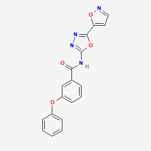 molecular formula C18H12N4O4 B2790724 N-(5-(isoxazol-5-yl)-1,3,4-oxadiazol-2-yl)-3-phenoxybenzamide CAS No. 946312-93-2