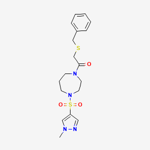 2-(benzylthio)-1-(4-((1-methyl-1H-pyrazol-4-yl)sulfonyl)-1,4-diazepan-1-yl)ethanone
