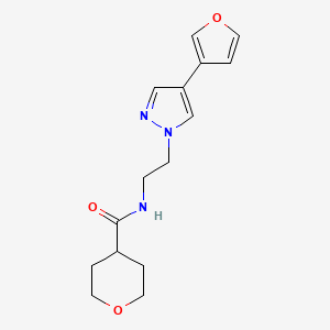 molecular formula C15H19N3O3 B2790731 N-{2-[4-(furan-3-yl)-1H-pyrazol-1-yl]ethyl}oxane-4-carboxamide CAS No. 2034291-78-4