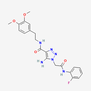 molecular formula C21H23FN6O4 B2790735 5-amino-N-[2-(3,4-dimethoxyphenyl)ethyl]-1-{2-[(2-fluorophenyl)amino]-2-oxoethyl}-1H-1,2,3-triazole-4-carboxamide CAS No. 1291834-06-4