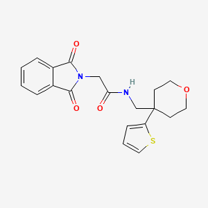 molecular formula C20H20N2O4S B2790738 2-(1,3-dioxoisoindolin-2-yl)-N-((4-(thiophen-2-yl)tetrahydro-2H-pyran-4-yl)methyl)acetamide CAS No. 1203080-65-2