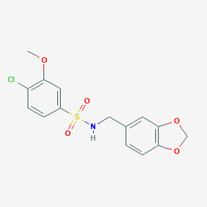 molecular formula C15H14ClNO5S B279074 N-(1,3-benzodioxol-5-ylmethyl)-4-chloro-3-methoxybenzenesulfonamide 